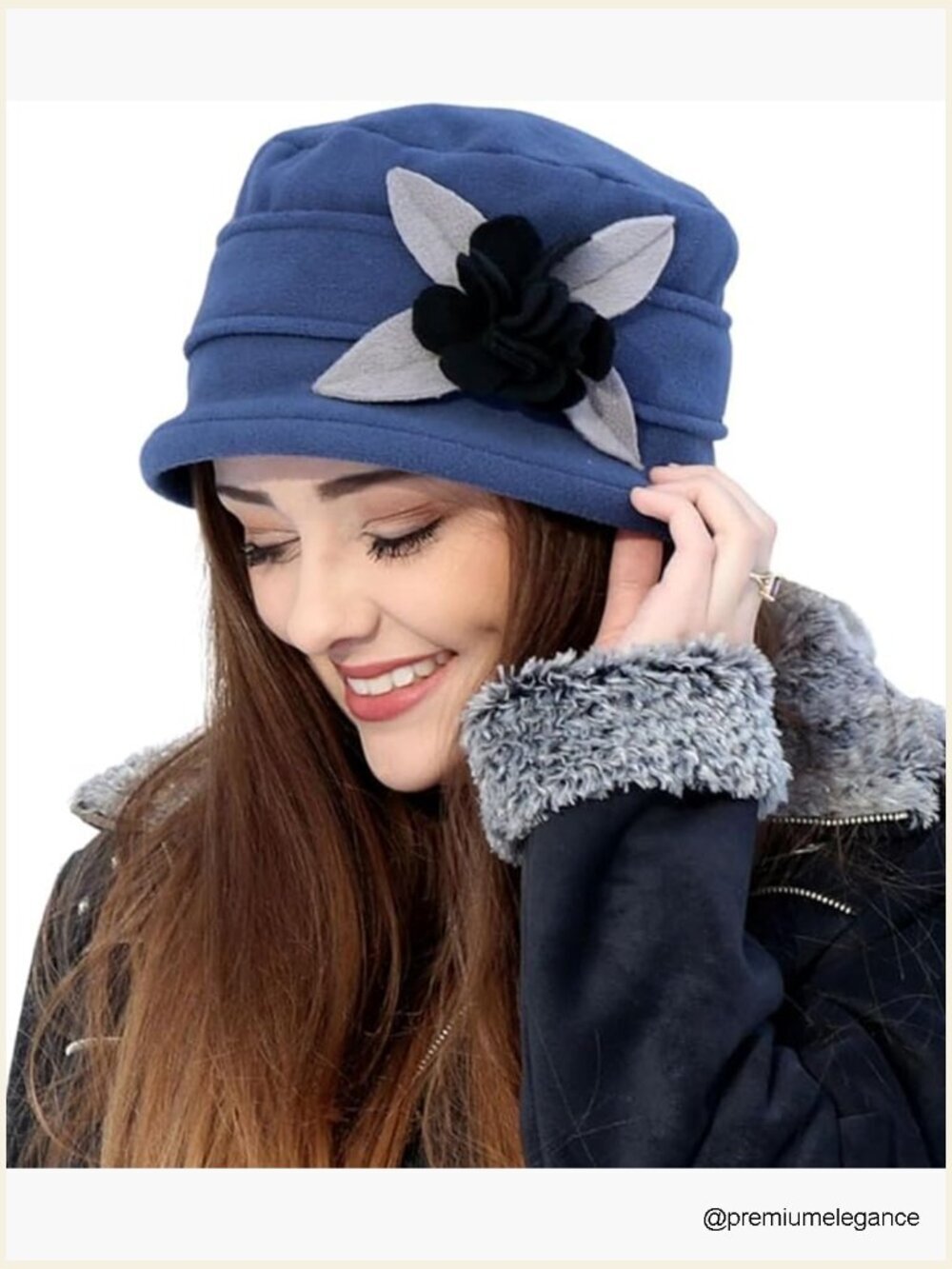 Cozy Fleece Cloche Hat with Flower Detail for Winter, Chemo Headwear